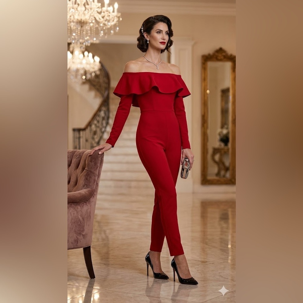 Material Girl Red Jumpsuit Vibrant Stretchy Fit